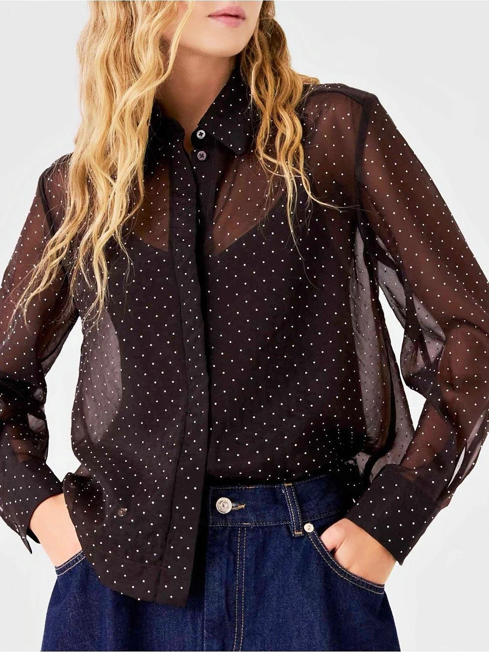 Maje Rhinestone Embellished Women Shirt NWT sz 2